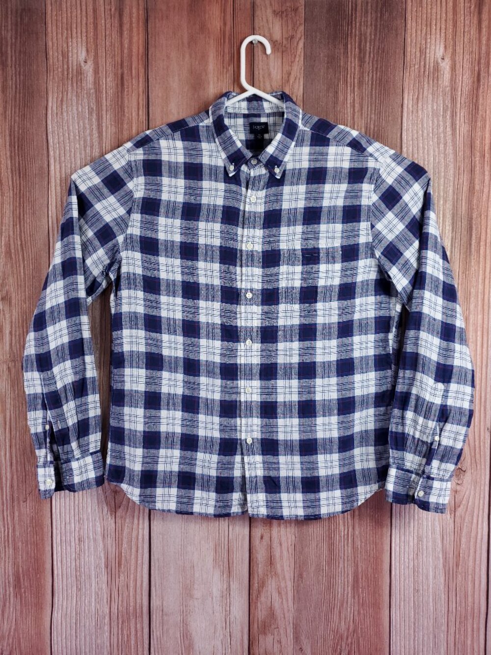 J Crew Slim 100% Linen Shirt Mens XL Plaid Button Down Long Sleeve Shirt K8267